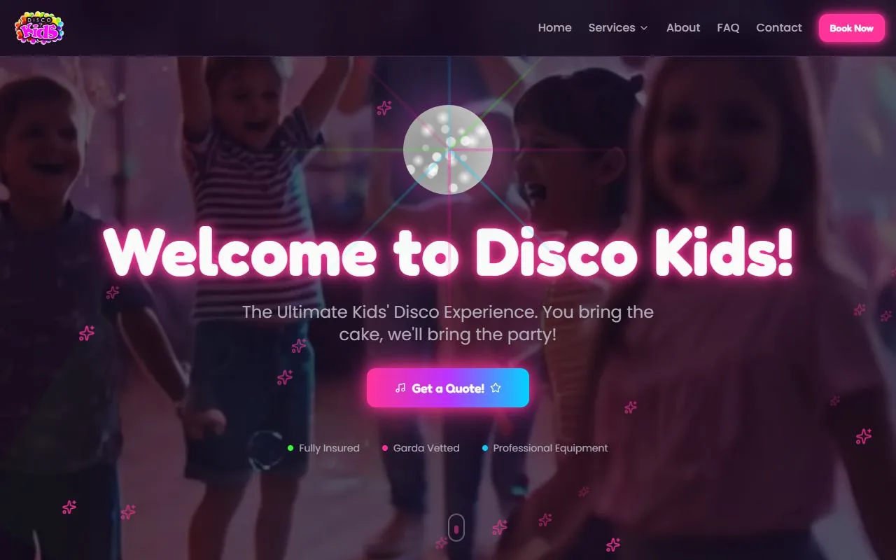 Disco Kids website homepage